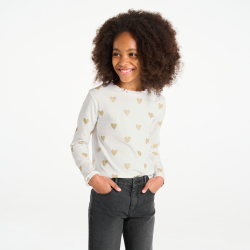 تيشيرت برسمة قلوب ذهبية للفتيات